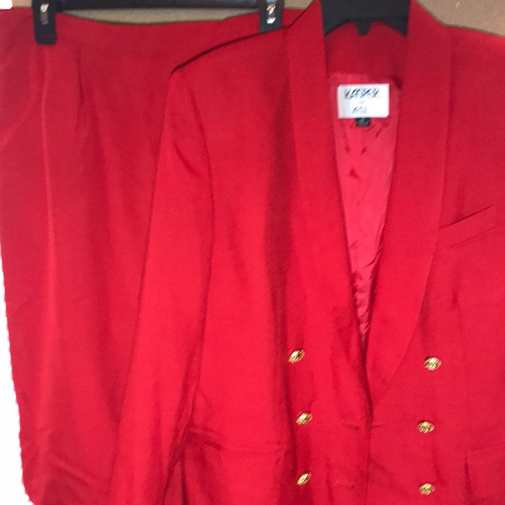 Kasper for A.S.L women’s red 2 piece skirt set (size 14).